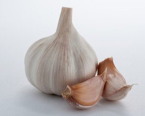 Garlic on white background