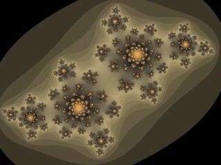 Fractal flowers on a brown background