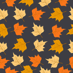 Naklejka na ściany i meble Seamless background with autumn leaves.