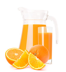 Orange fruit juice in glass jug
