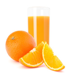 Juice glass and orange fruit