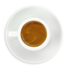 Cup of espresso coffee isolated on white