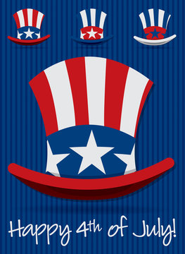 Patriotic Uncle Sam hat Happy 4th of July card