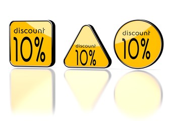 3d render of a warning discount symbol on three warning signs