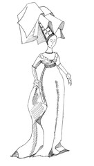 woman dressed in fashion of mid-15th century