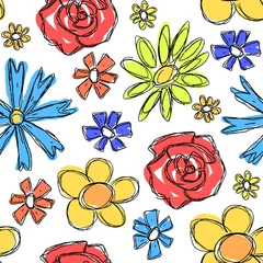 Deurstickers Abstracte bloemen Bloemen achtergrond - vectorillustratie
