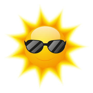 Cute Sun character with sunglasses