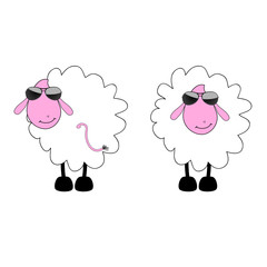 sheep cartoon with sunglass vector illustration