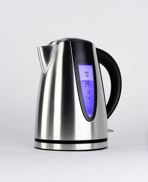 Steel electric kettle with blue backlight