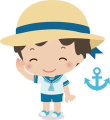 セーラー服を着た小さな男の子