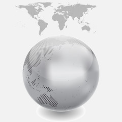 Weltkarte mit Kugel