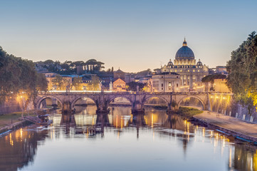 Fototapeta premium Ponte Sant'Angelo (Bridge of Hadrian) in Rome, Italy,