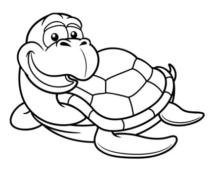 Vector illustration of Cartoon turtle - Coloring book