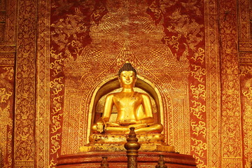 Buddha statue in church,Wat Pra Singh,Chiang-Mai,Thailand