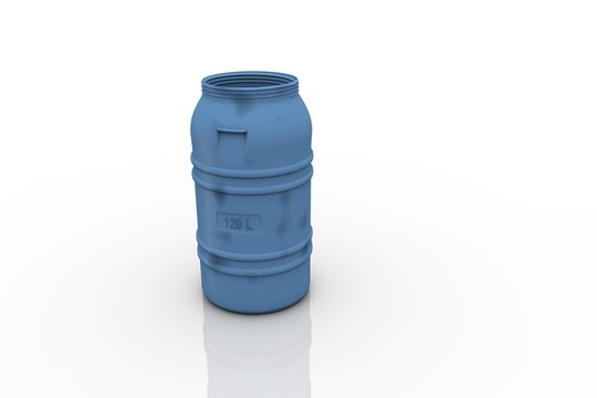Blue plastic 120 ltr barrel