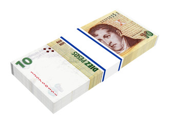 Argentina pesos isolated on white. 3D photo rendering.