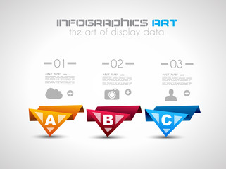 Infographic design template with paper tags.