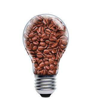 Coffee Seeds In A Light Bulb