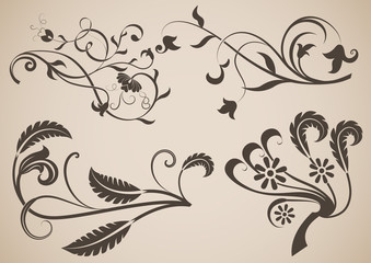 Vintage floral design elements vector illustration.