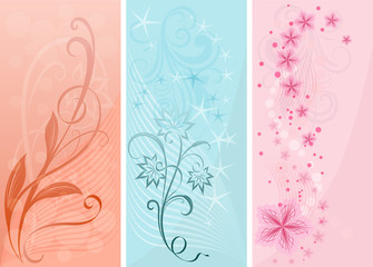 Fototapeta na wymiar Pastel color vertical floral vector banners.