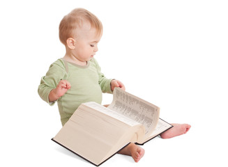 Baby with a big book