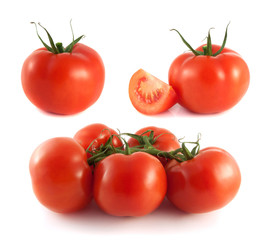 Red tomato collection isolated on white