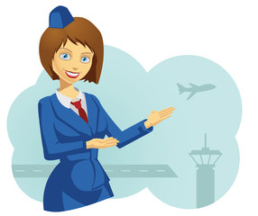 Illustration of a lovely stewardess