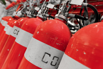 Large CO2 fire extinguishers in a power plant