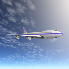 Fototapeta na wymiar Flying jet airplane. 3D render.