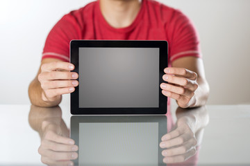 Man with tablet