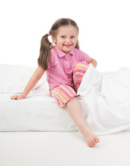 Fototapeta premium cheerful girl on bed