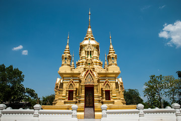 Golden ubosot in Kamad temple, Chiangmai, Thailand
