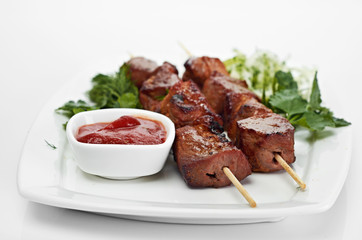 Grilled meat and vegetables