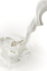 pouring milk splash - top view
