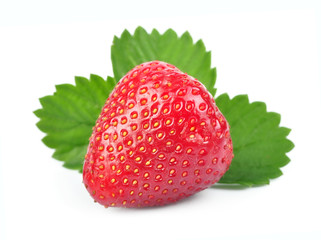 fresh strawberry whit leaf