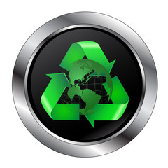 Recycle Button With Earth