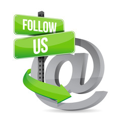 follow us at sign illustration design