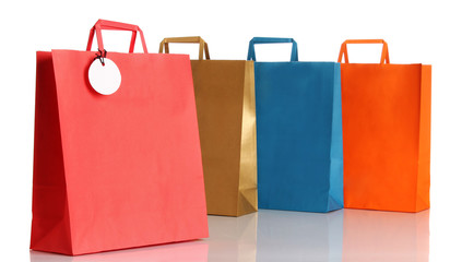 Assorted colored shopping bags