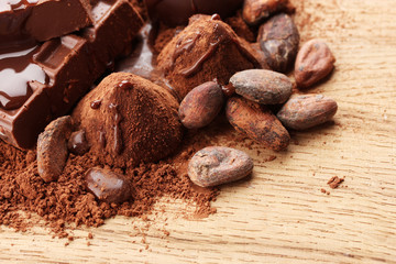 Composition of chocolate sweets, cocoa and  spices