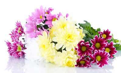 Bouquet of beautiful chrysanthemums isolated on white