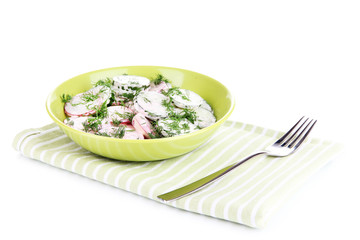 Vitamin vegetable salad in plate isolated on white