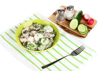 Fototapeta na wymiar Vitamin vegetable salad in plate isolated on white