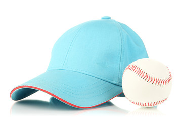 Blue peaked cap isolated on white