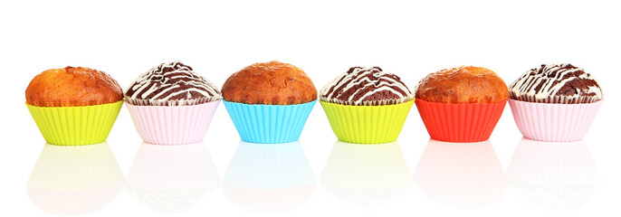 Sweet cupcakes isolated on white