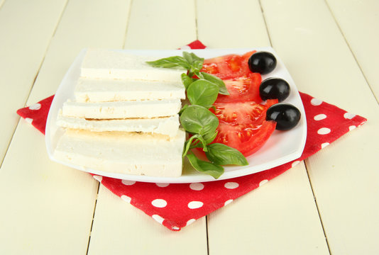 Sheep milk cheese, with basil and tomato