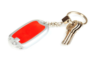 House keys and keychain isolated on white