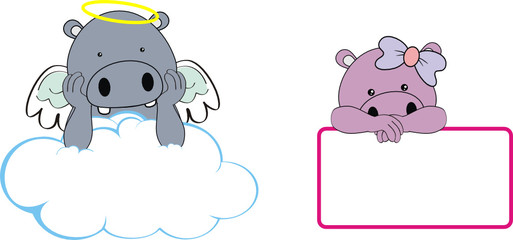 hippo kid girl angel copy space cloud pack in vector format