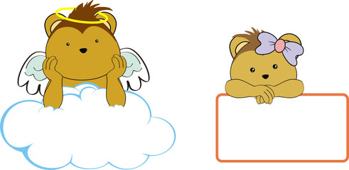 porcupine kid girl angel copy space cloud set