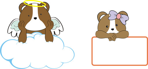 hamster kid girl angel copy space cloud set