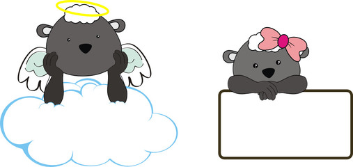 sheep kid girl angel copy space cloud set